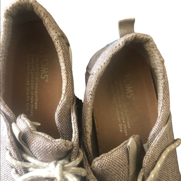 Toms Del Rey Lace Up Sneaker Sz. 7.5 Desert Taupe Poly Canvas Casual Athleisure - Picture 6 of 6